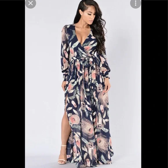Fashion Nova | Dresses | Fashion Diva Maxi Dress With Leg Slit | Poshmark